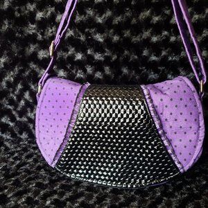 Purple Polka Dot & Diamond Vinyl Crossbody